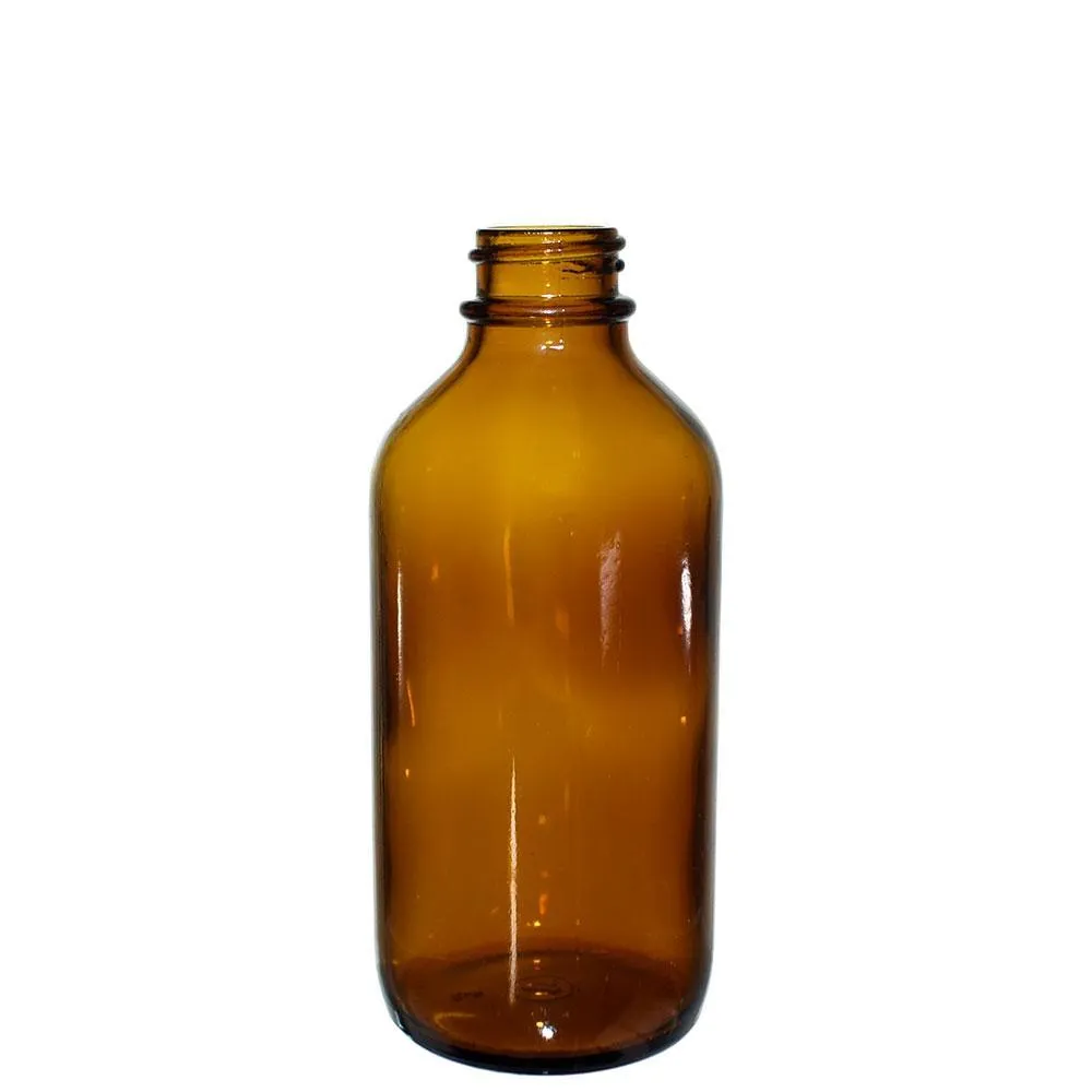 4 oz. Amber Boston Round with Black Cream Pump (22/400) (V5) (V15)