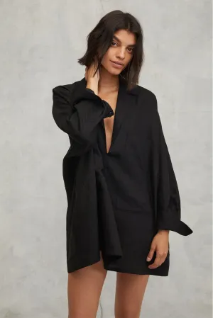 Amanda Blazer Linen Tunic in Black