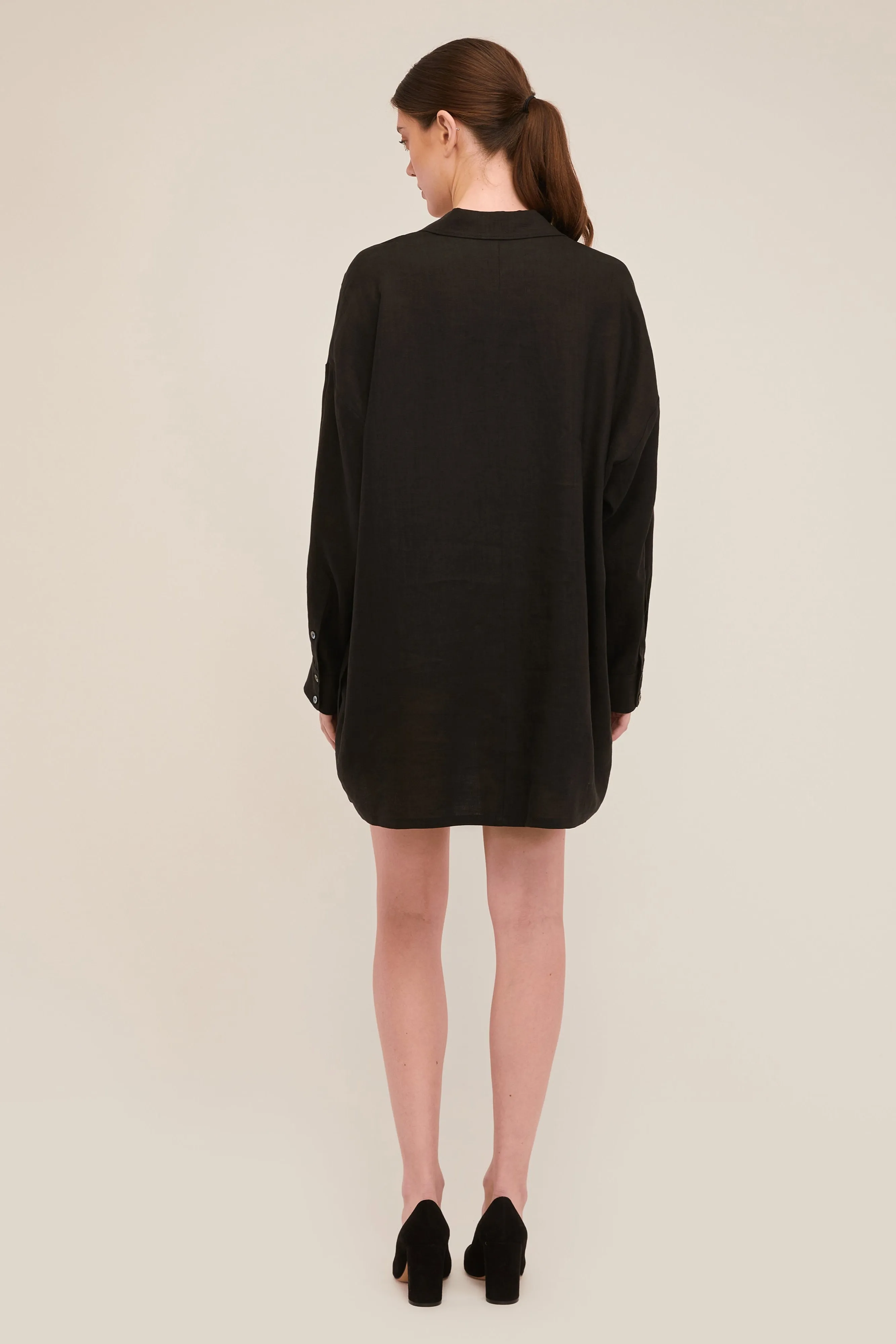 Amanda Blazer Linen Tunic in Black
