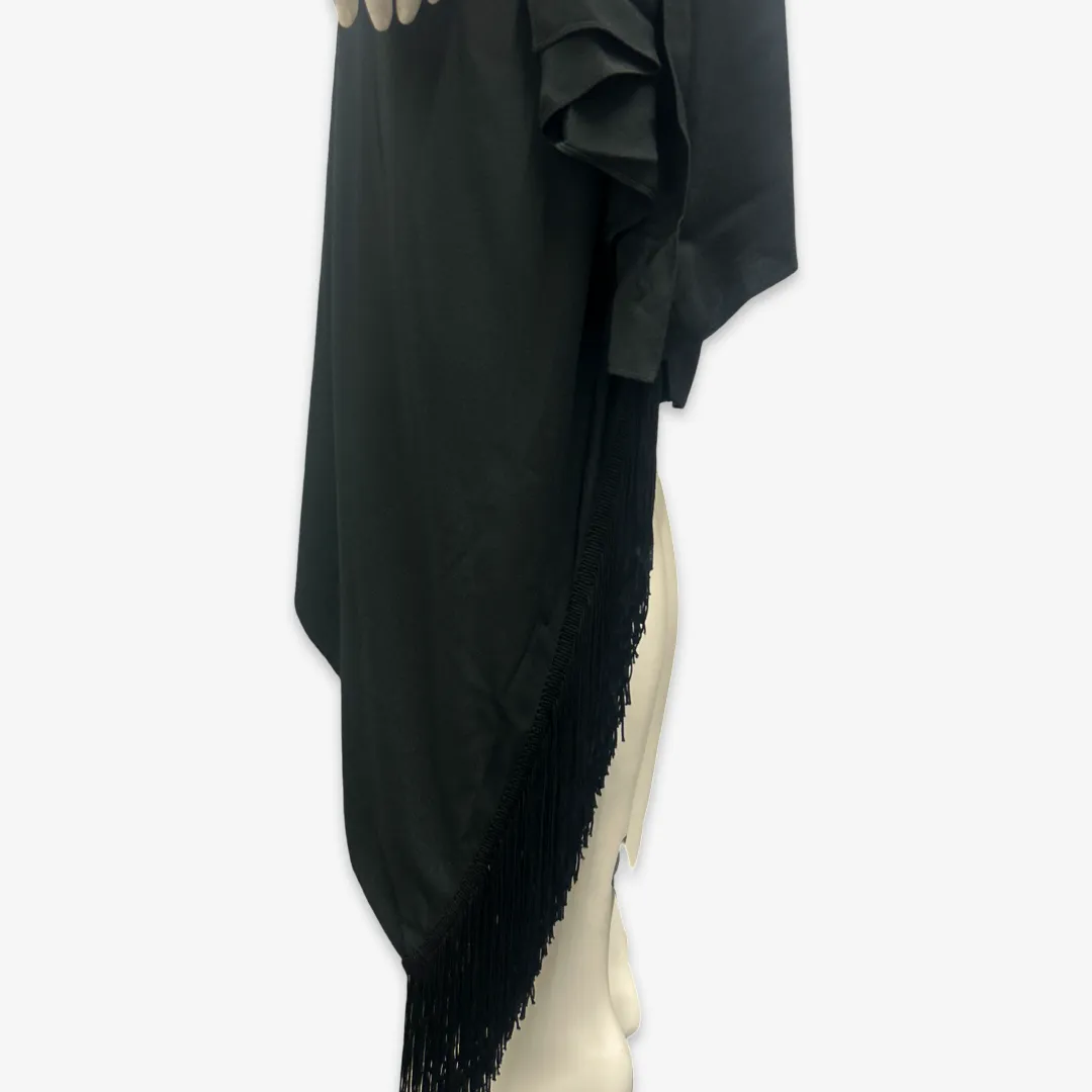 Balenciaga Black Asymmetrical Dress With Fringe Detail