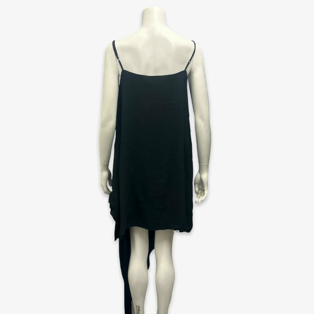 Balenciaga Black Asymmetrical Dress With Fringe Detail