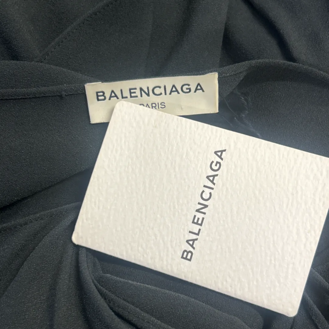 Balenciaga Black Asymmetrical Dress With Fringe Detail