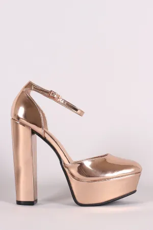 Bamboo Patent Ankle Strap Platform Pump