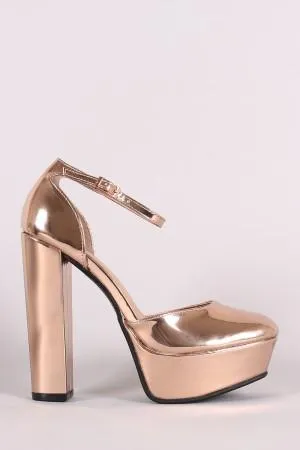 Bamboo Patent Ankle Strap Platform Pump