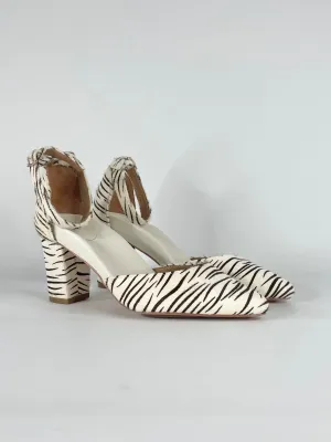 Bared Leather Zebra-Print Fur Pumps - EU37