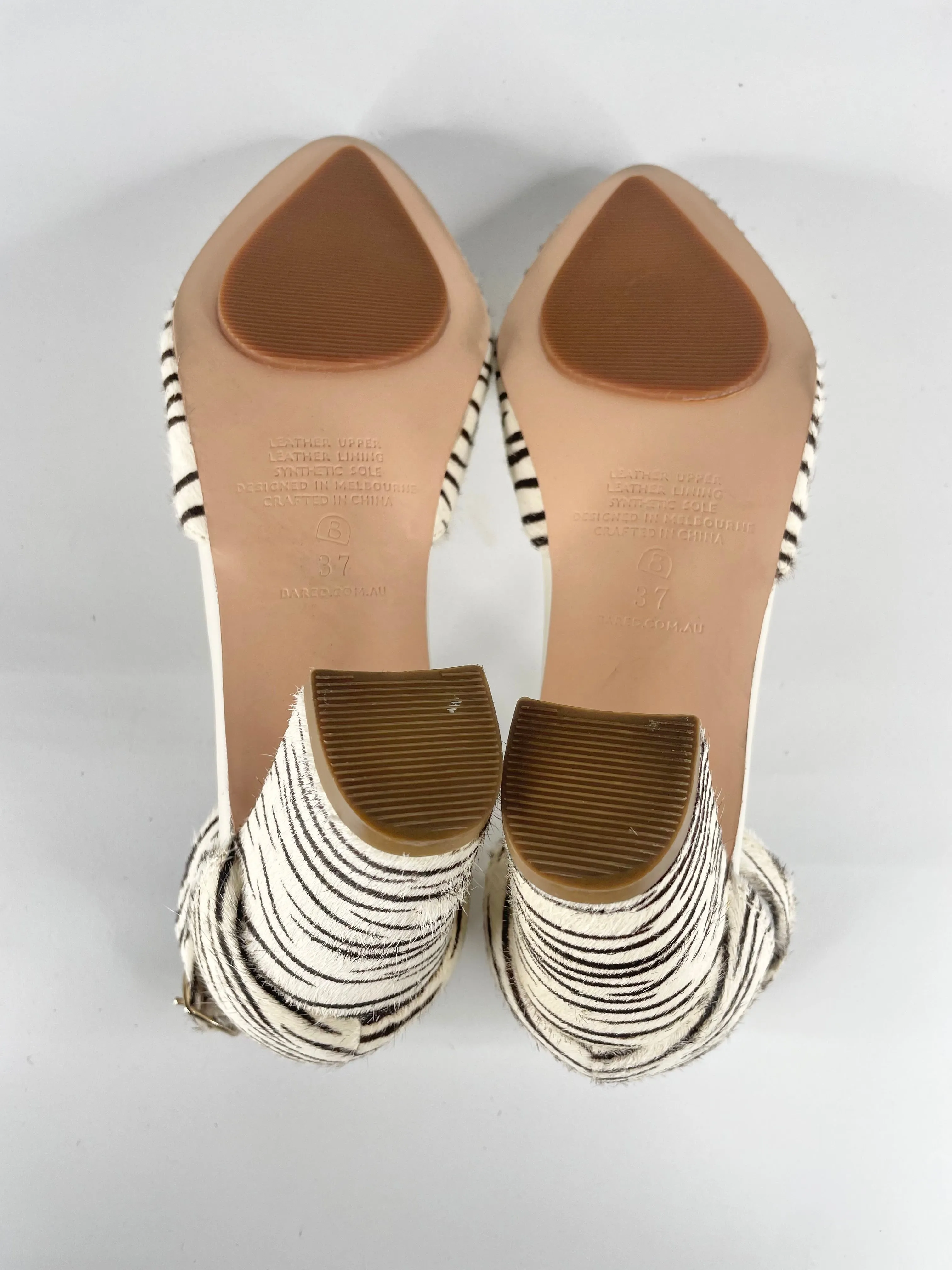Bared Leather Zebra-Print Fur Pumps - EU37