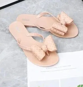 BOW TIE JELLY FLATS - PINK