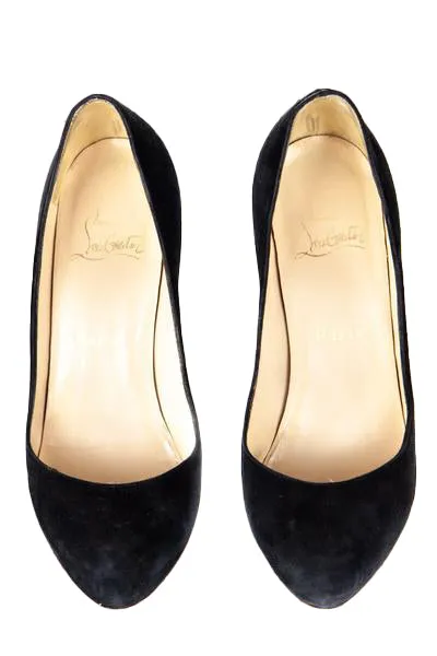 Christian Louboutin Black Suede Hidden Platform Pumps Size US 8.5 | EU 38.5