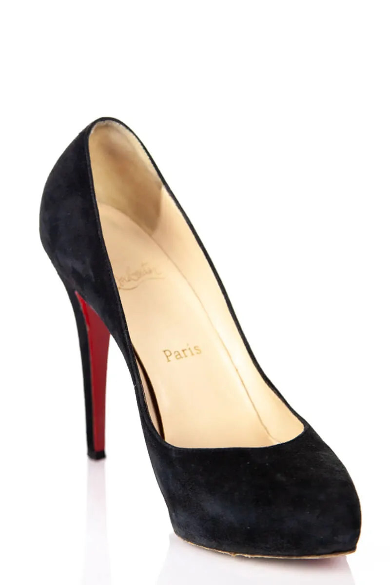 Christian Louboutin Black Suede Hidden Platform Pumps Size US 8.5 | EU 38.5