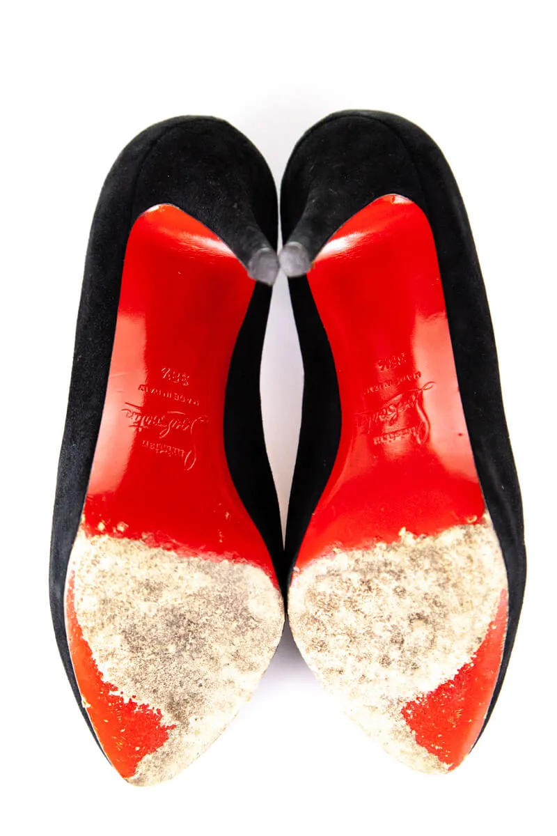 Christian Louboutin Black Suede Hidden Platform Pumps Size US 8.5 | EU 38.5