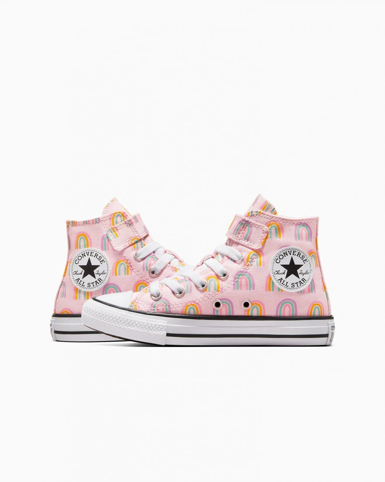 Converse Junior Hi Top Canvas Sneaker (Rainbows Pink)