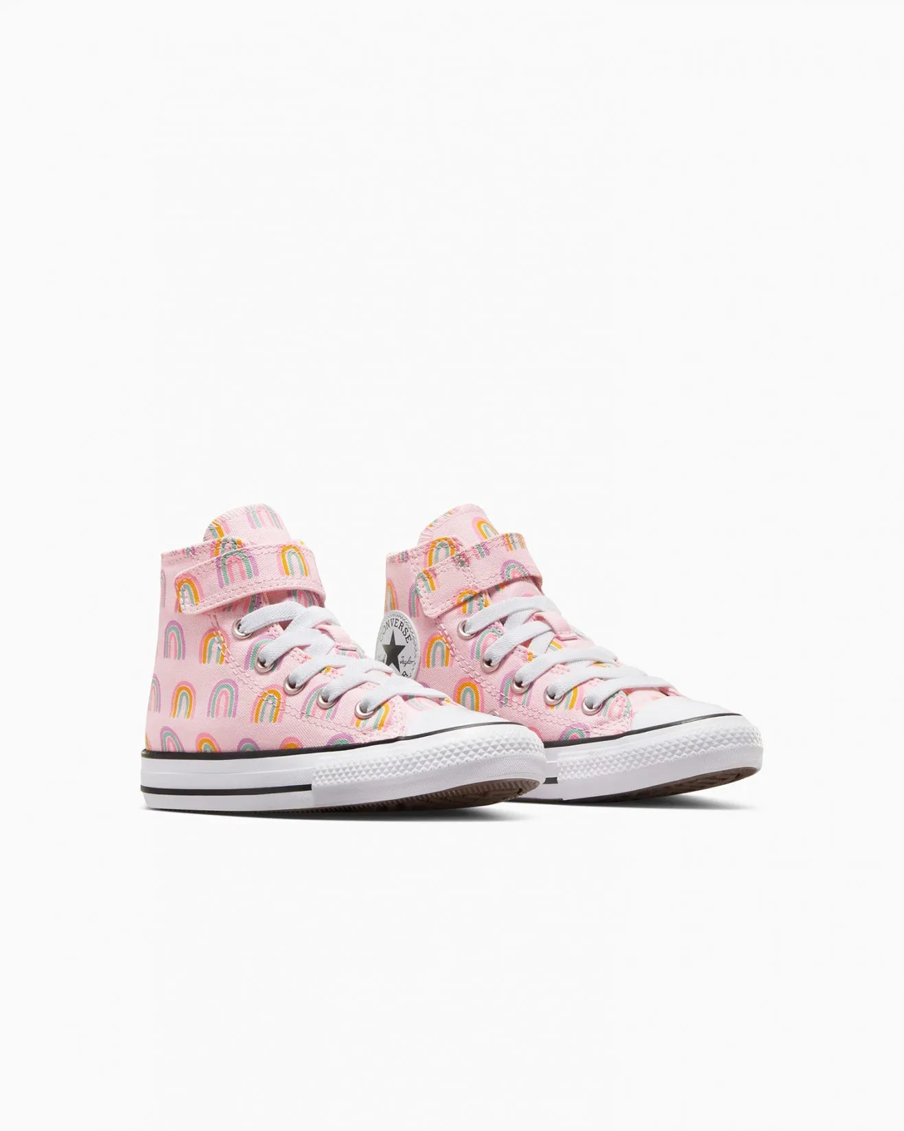 Converse Junior Hi Top Canvas Sneaker (Rainbows Pink)