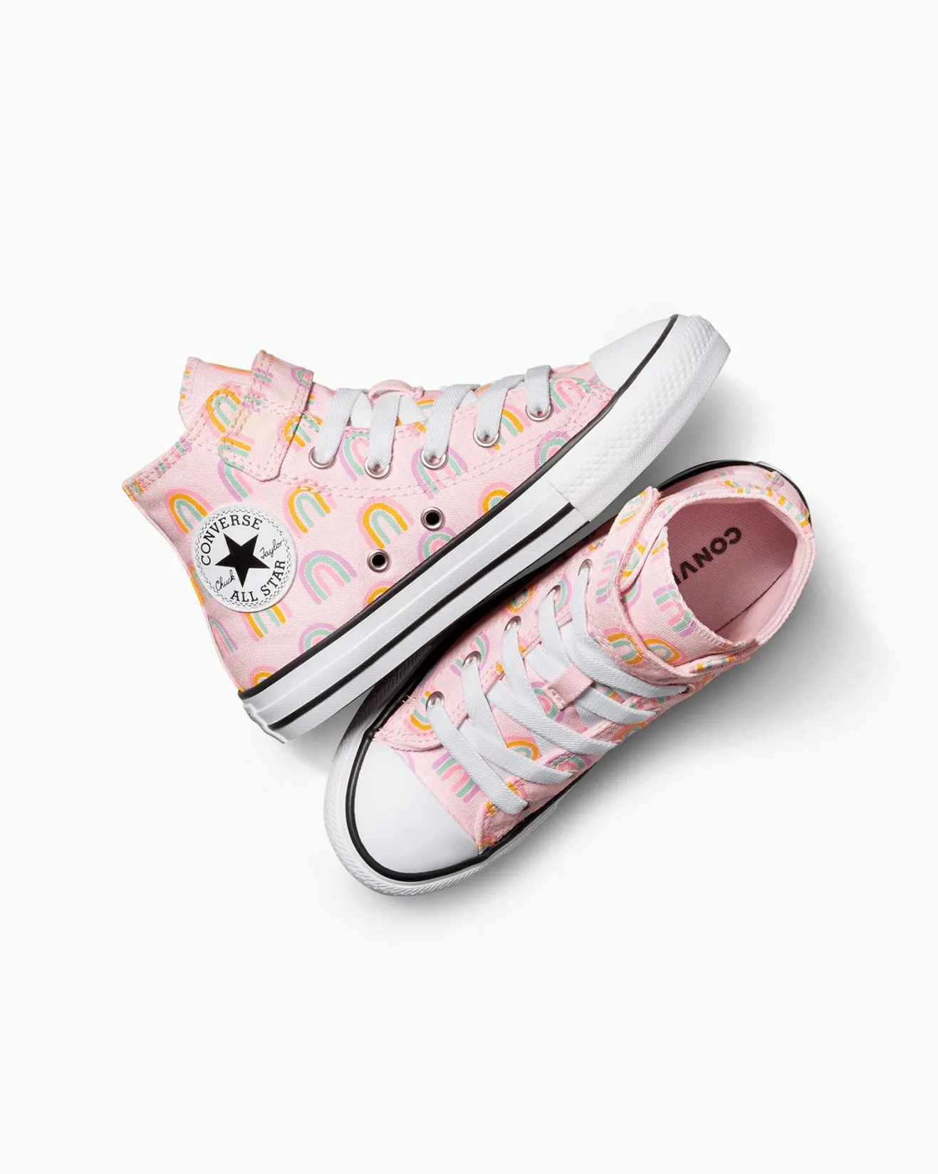 Converse Junior Hi Top Canvas Sneaker (Rainbows Pink)