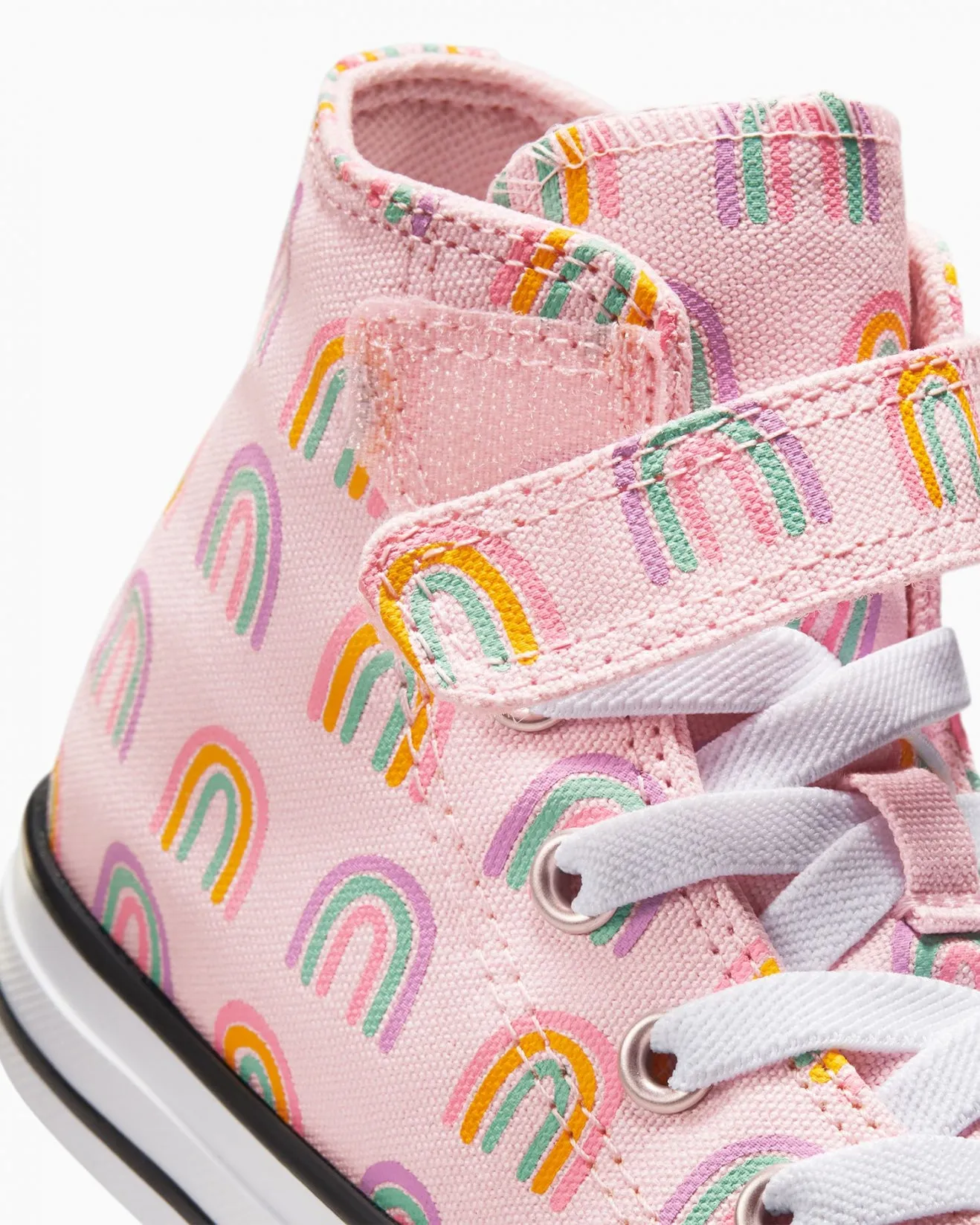 Converse Junior Hi Top Canvas Sneaker (Rainbows Pink)