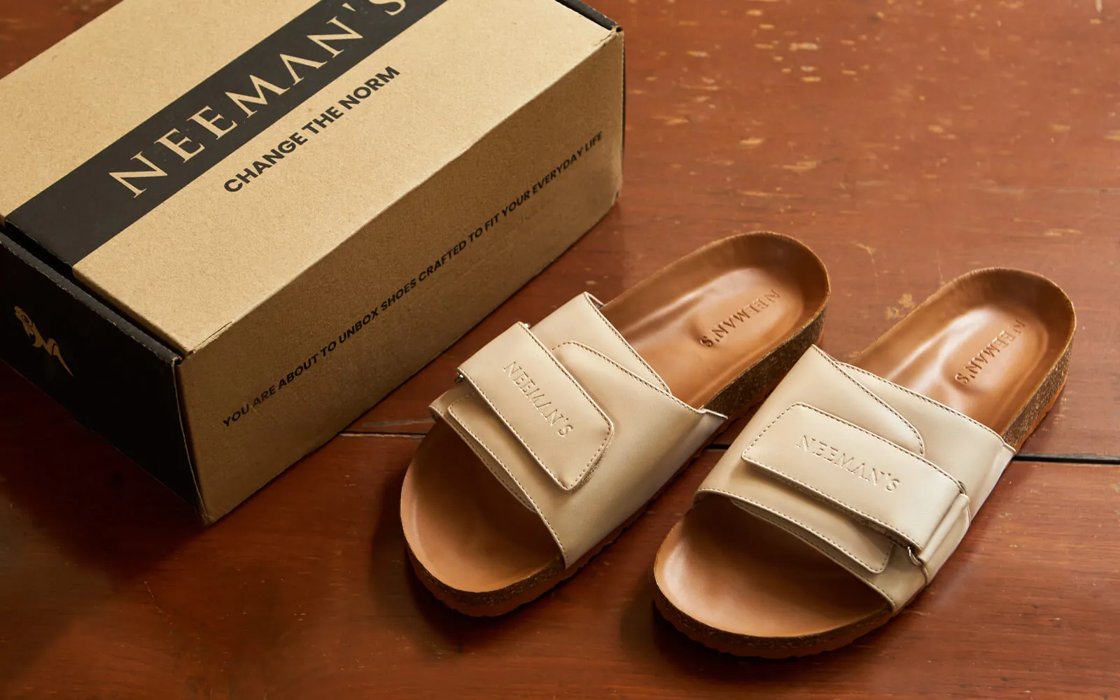 Cork Slides : Tan-White