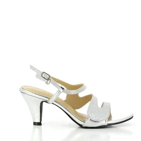 Dalessi Daytona Silver Glitter Slingback Heels