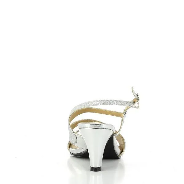 Dalessi Daytona Silver Glitter Slingback Heels