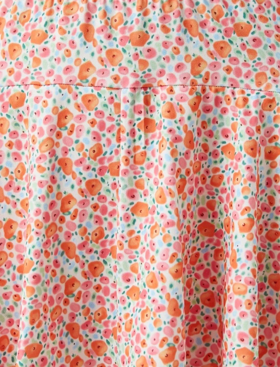 Ditsy Floral Ruffle Hem Mini Skirt in Orange