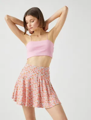 Ditsy Floral Ruffle Hem Mini Skirt in Orange