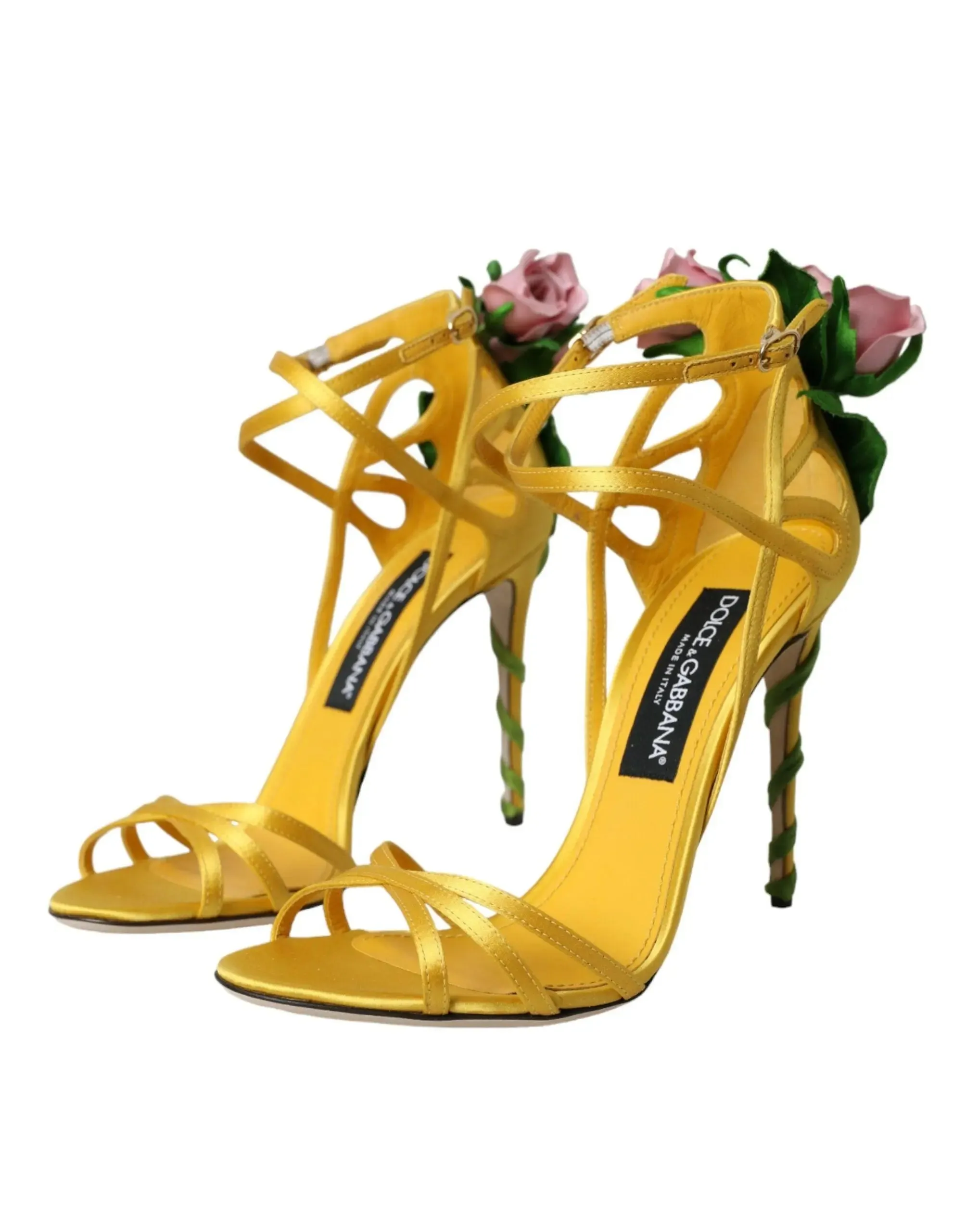 Dolce & Gabbana Yellow Floral Applique Sandals