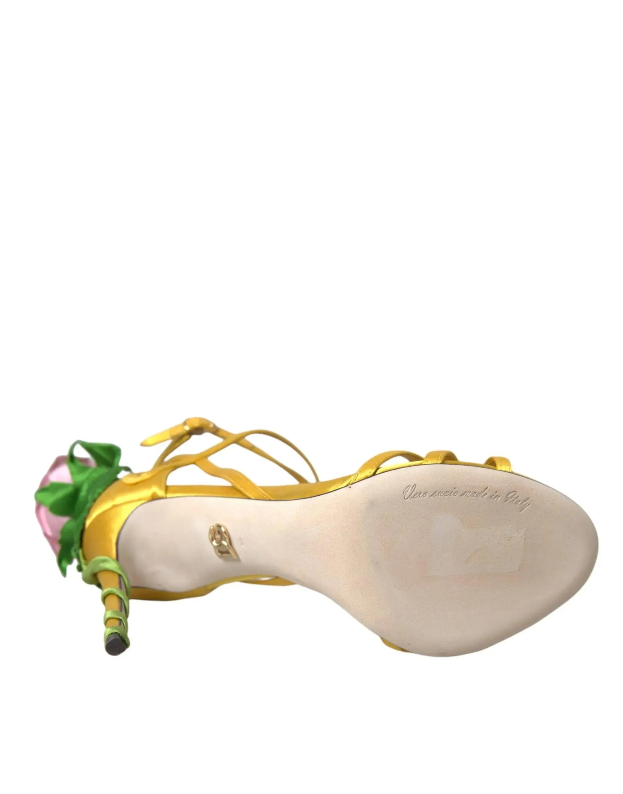 Dolce & Gabbana Yellow Floral Applique Sandals