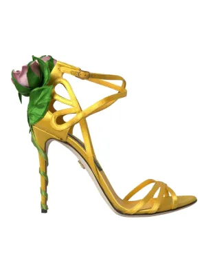 Dolce & Gabbana Yellow Floral Applique Sandals