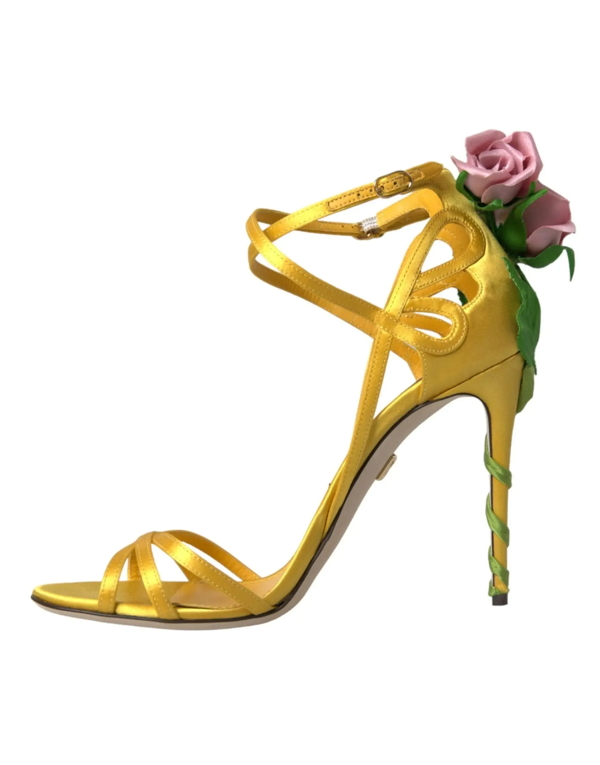 Dolce & Gabbana Yellow Floral Applique Sandals