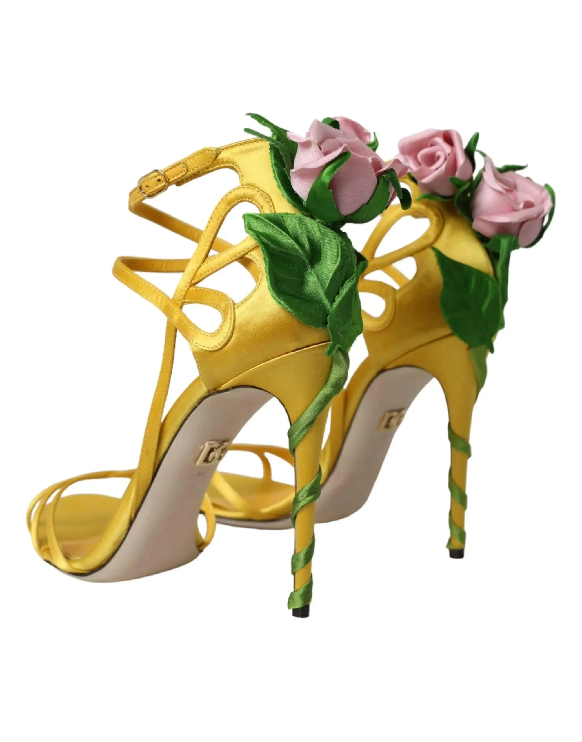 Dolce & Gabbana Yellow Floral Applique Sandals