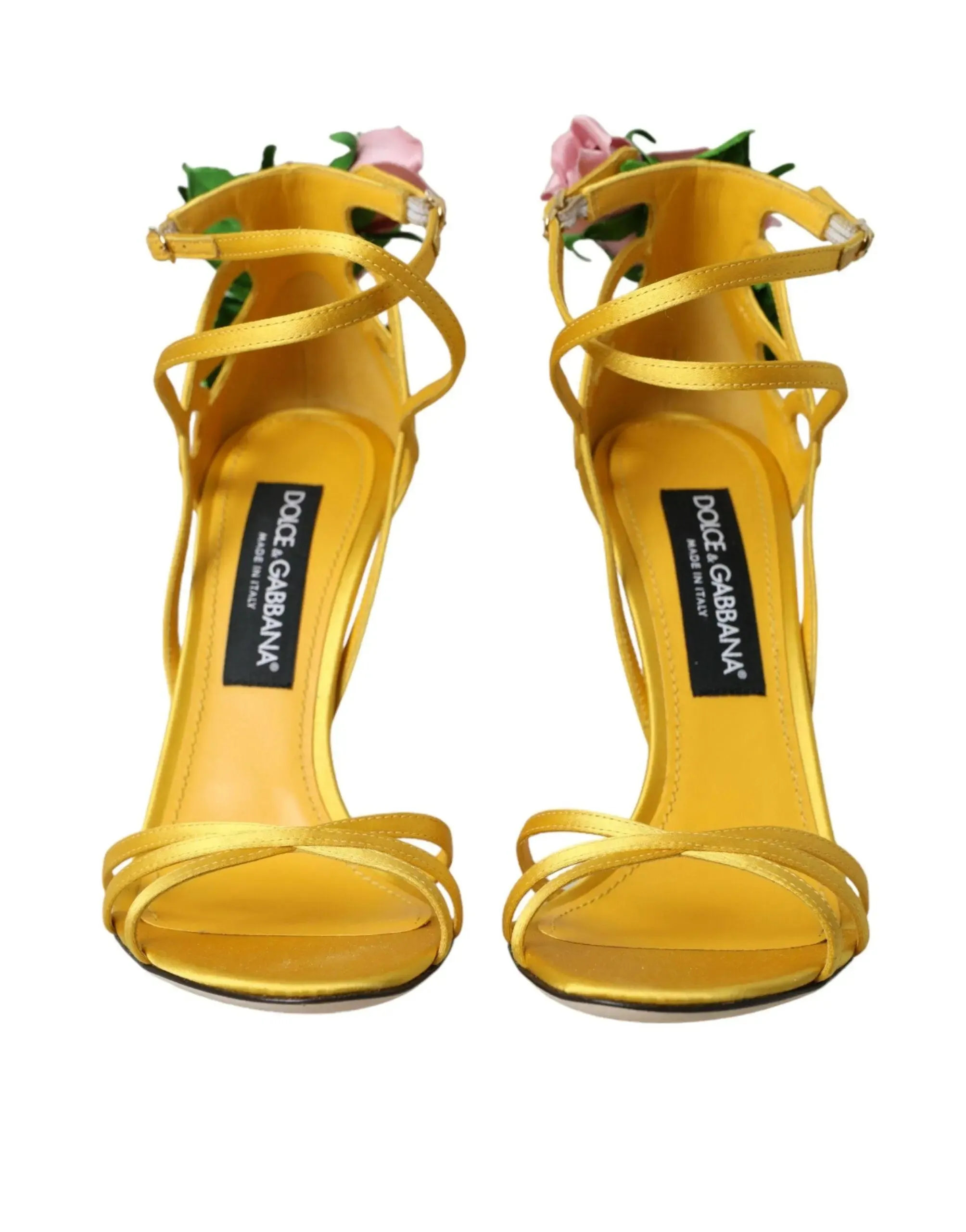 Dolce & Gabbana Yellow Floral Applique Sandals