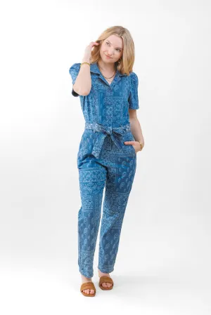 ELIZA DENIM JACQUARD JUMPSUIT