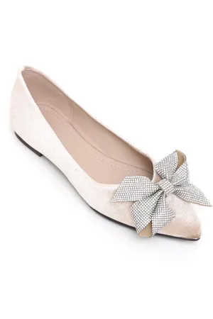 FLATS WITH BOW DETAIL-BEIGE