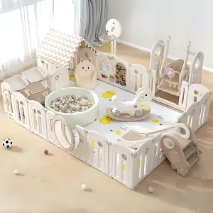 Foldable Baby Fence with House Baby Playpen and Matching Toys 240 × 200 × 63 CM