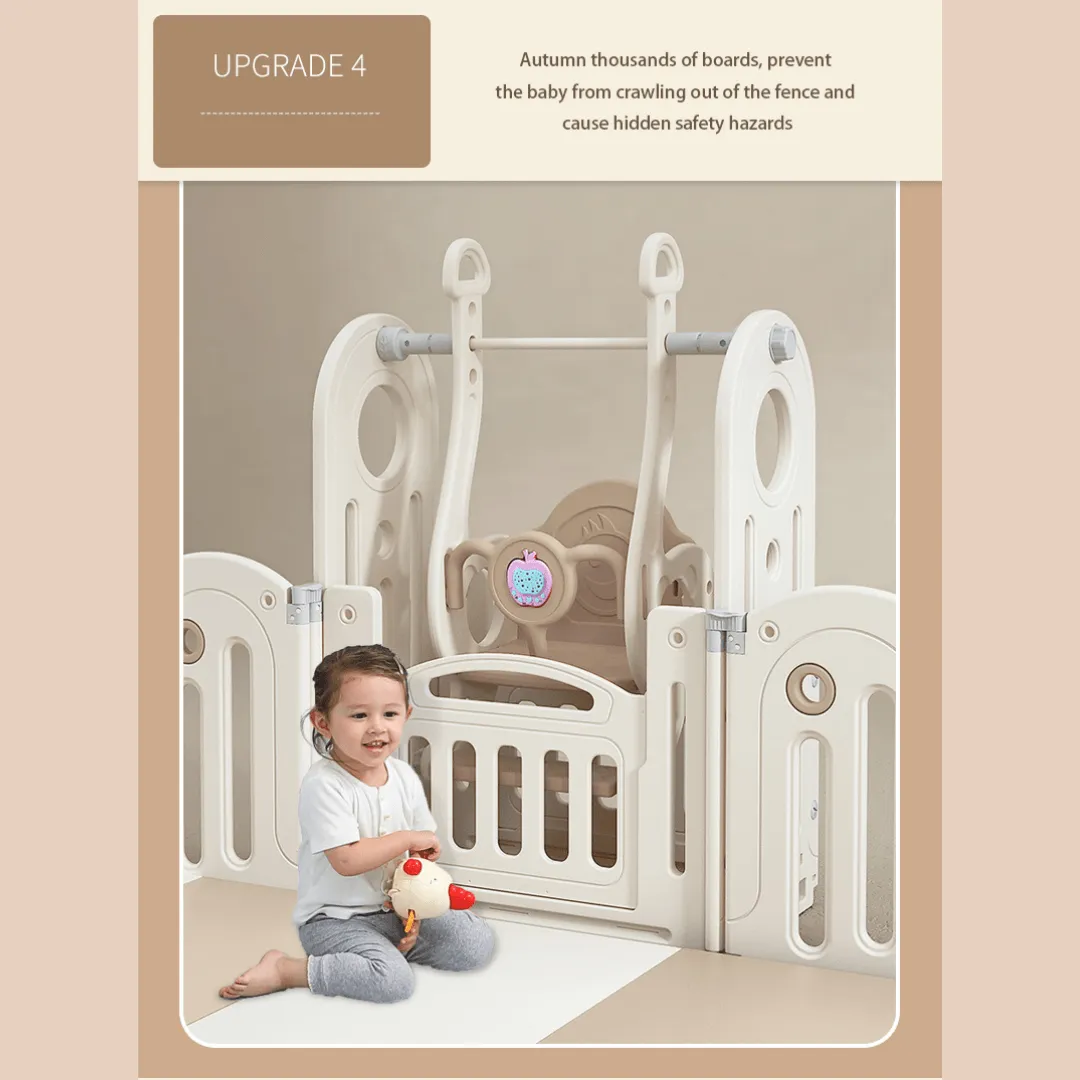Foldable Baby Fence with House Baby Playpen and Matching Toys 240 × 200 × 63 CM