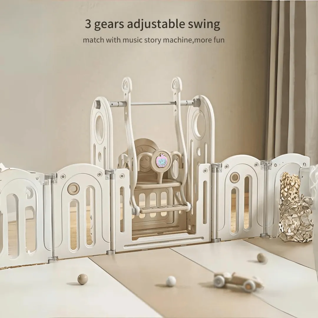 Foldable Baby Fence with House Baby Playpen and Matching Toys 240 × 200 × 63 CM