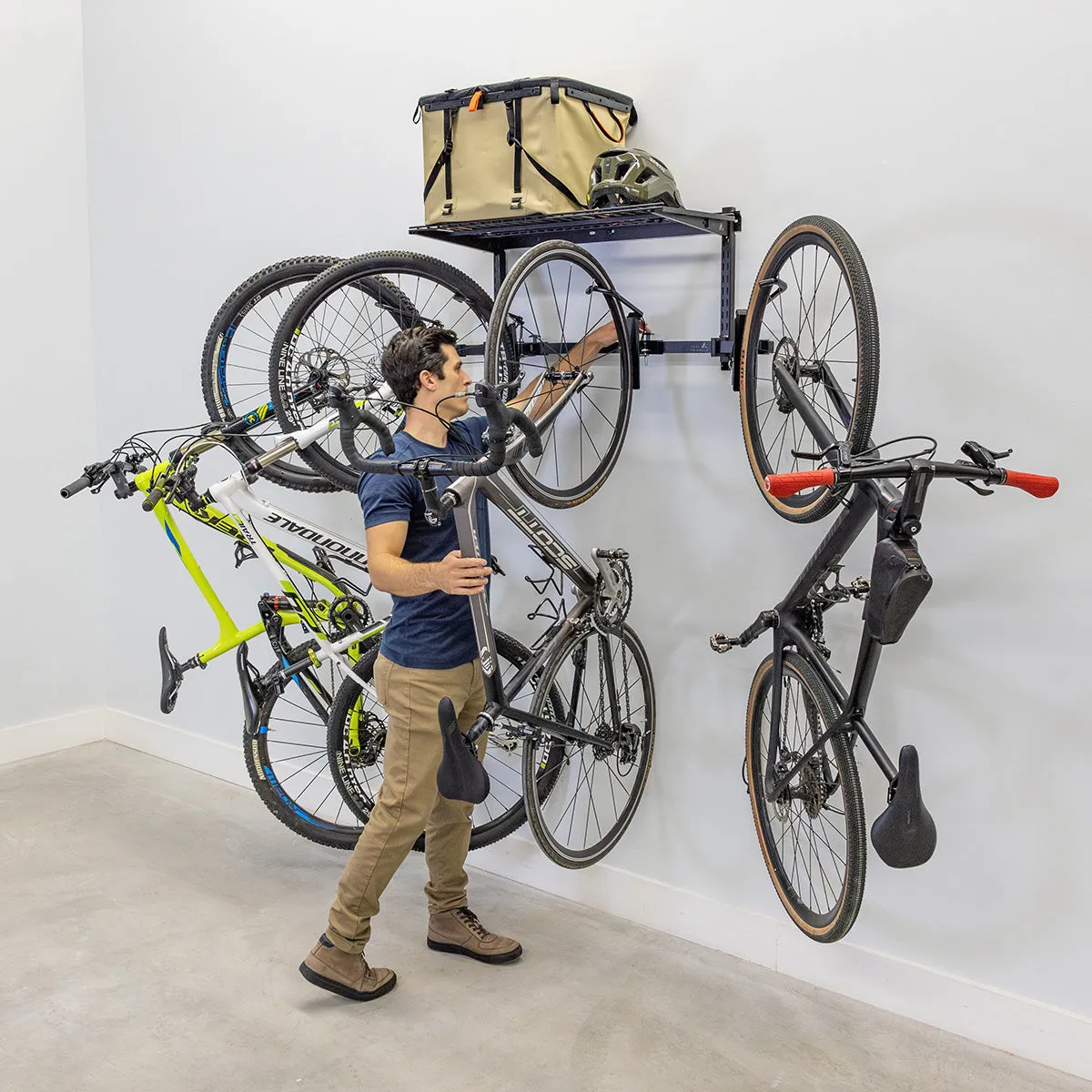 G-Swivel Bike   Shelf | Adjustable Wall Storage System | Holds 4 Bikes