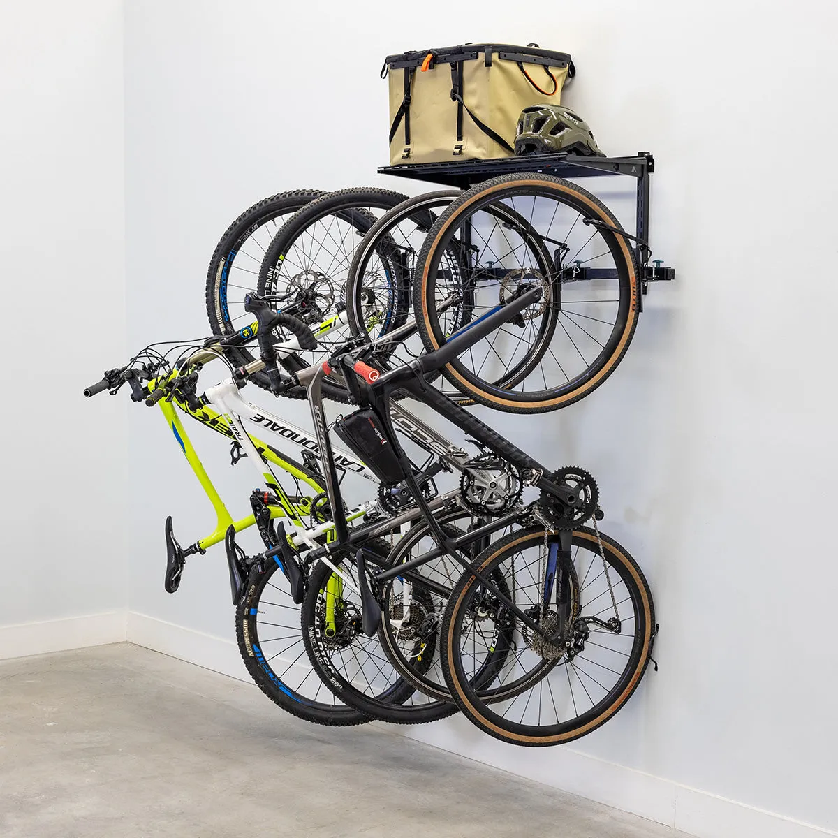 G-Swivel Bike   Shelf | Adjustable Wall Storage System | Holds 4 Bikes