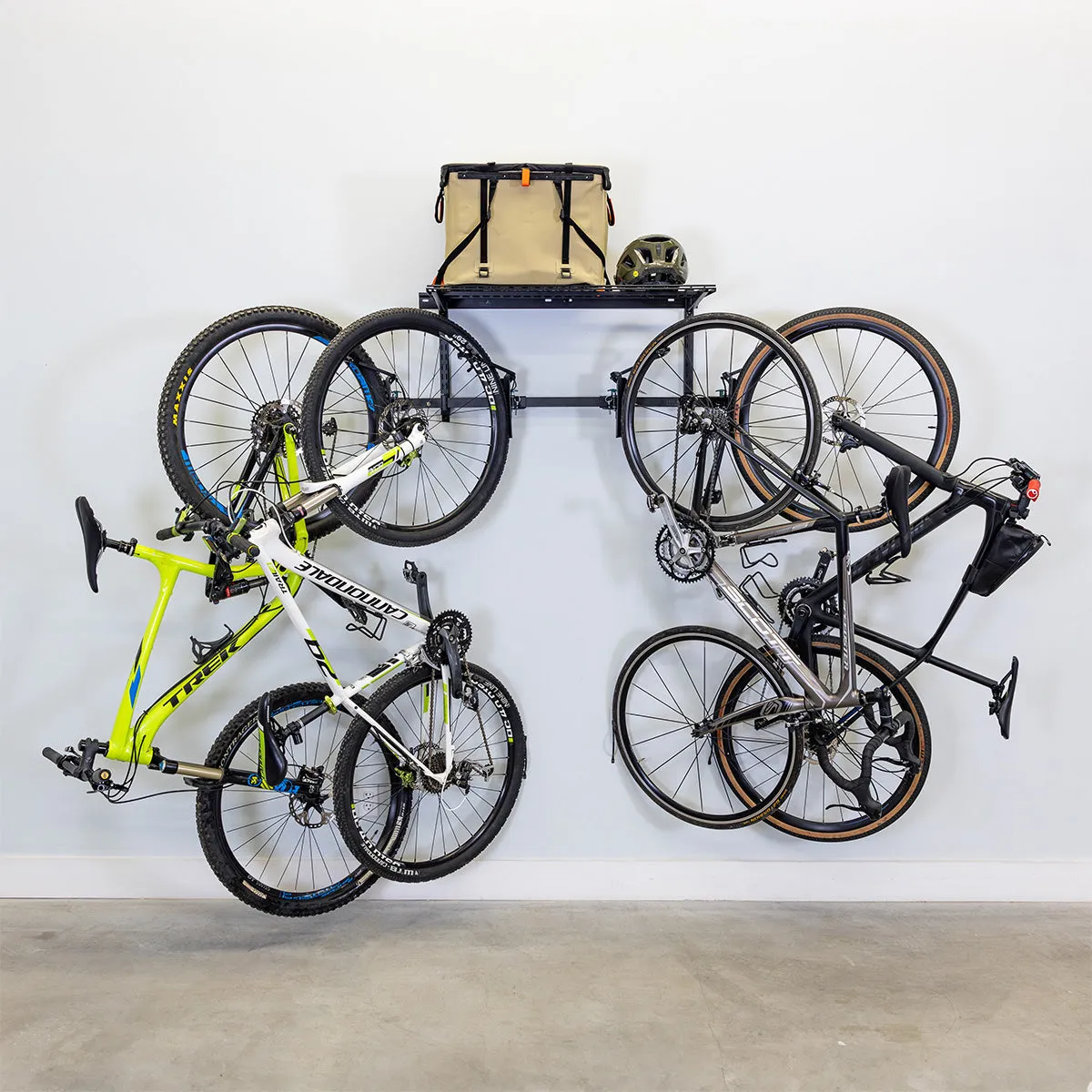 G-Swivel Bike   Shelf | Adjustable Wall Storage System | Holds 4 Bikes