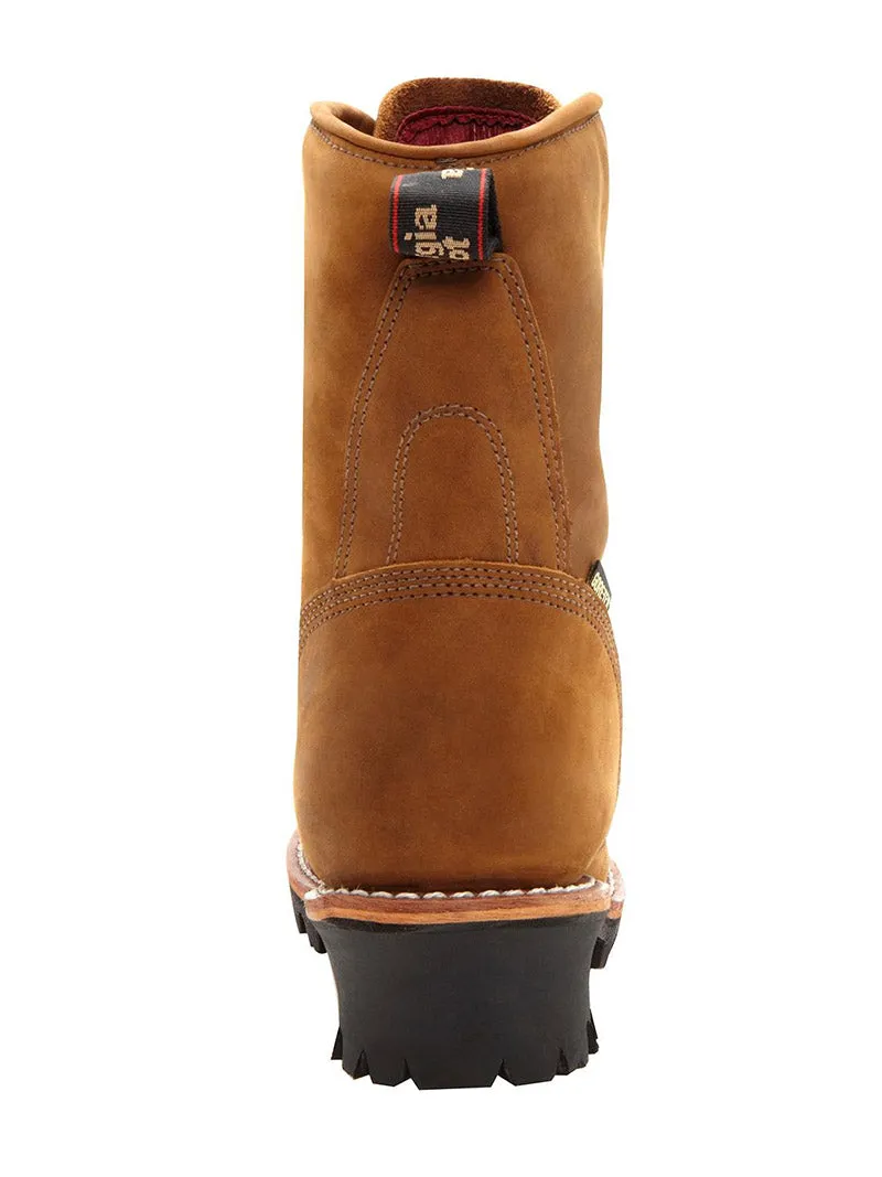 Georgia G9382 Mens Steel Toe Insulated Logger Boot Worn Saddle - B