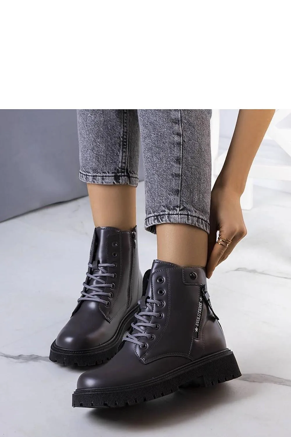 Gray insulated trapper shoes