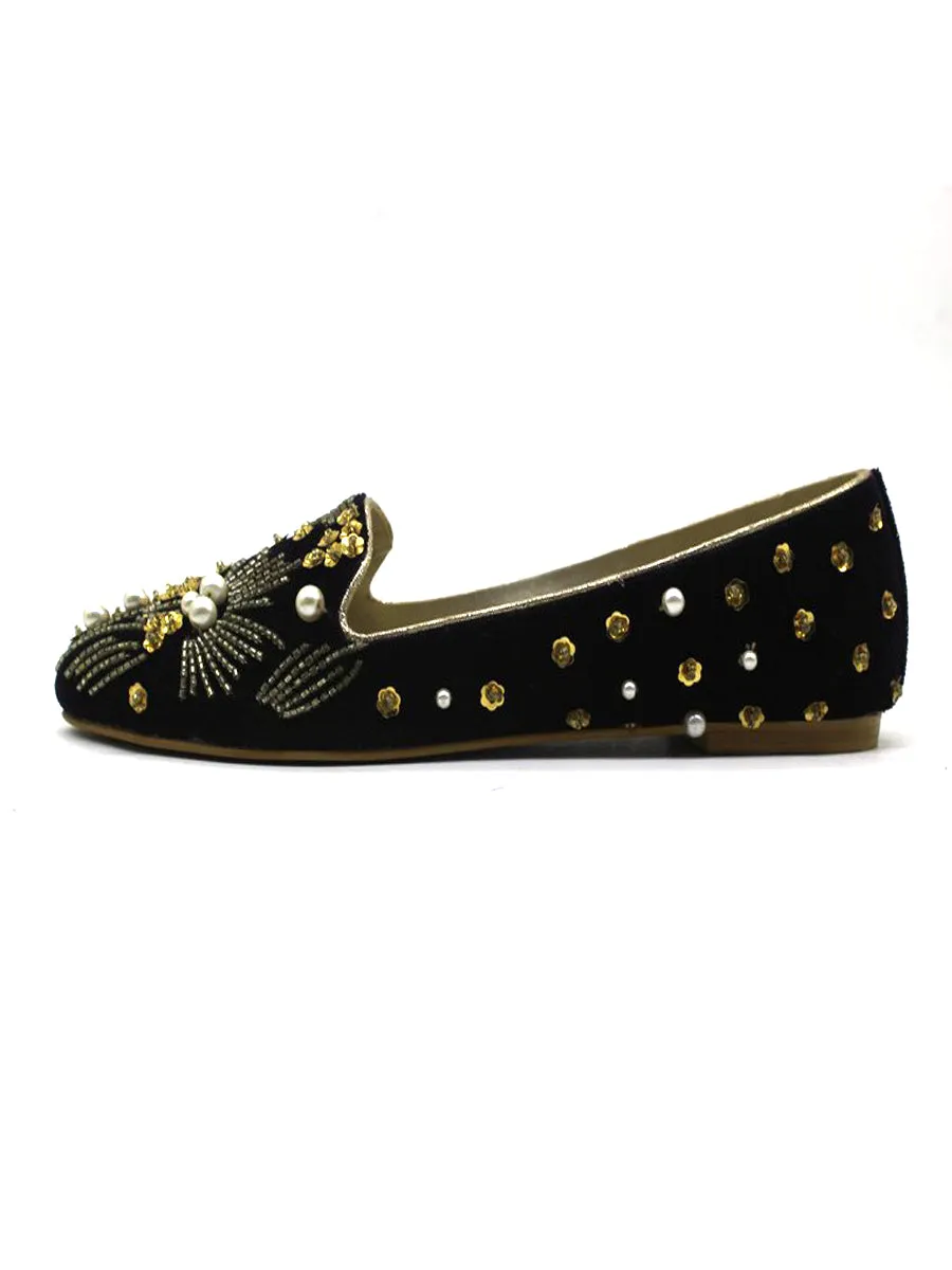 Green Fancy Velvet Pumps