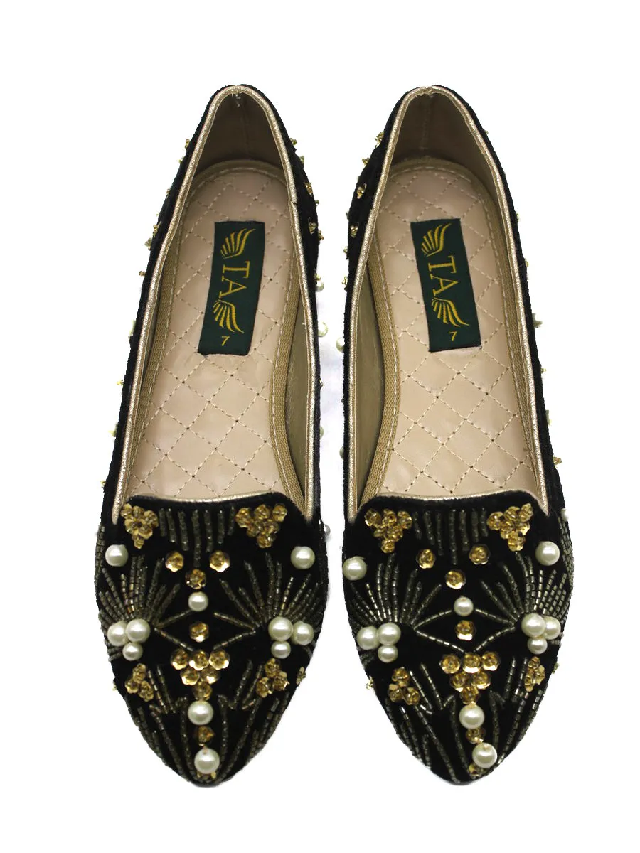 Green Fancy Velvet Pumps
