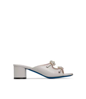 jewel buckles embellished tofu leather mules