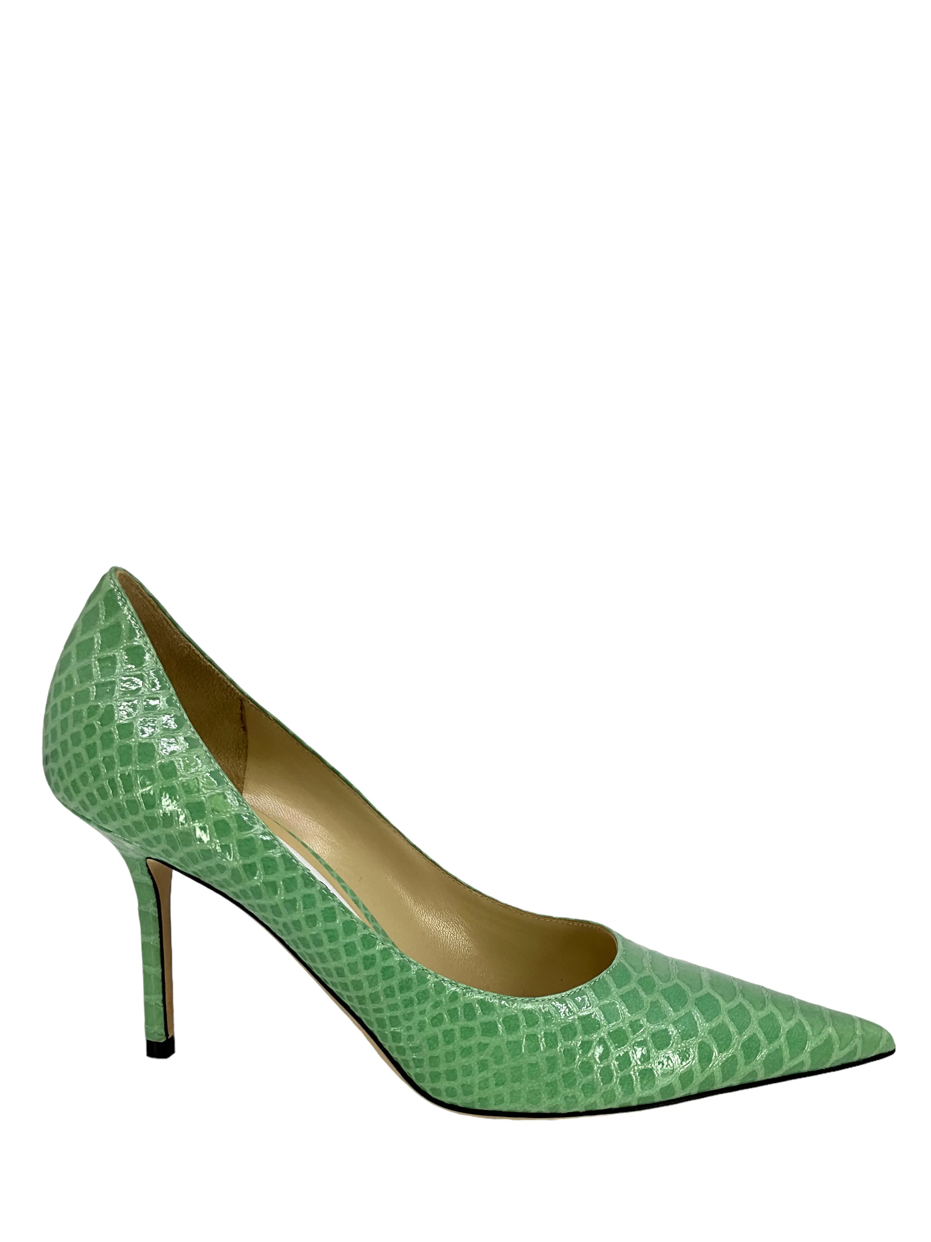 JIMMY CHOO Love 85 Snake-Effect Leather Pumps Size 7.5