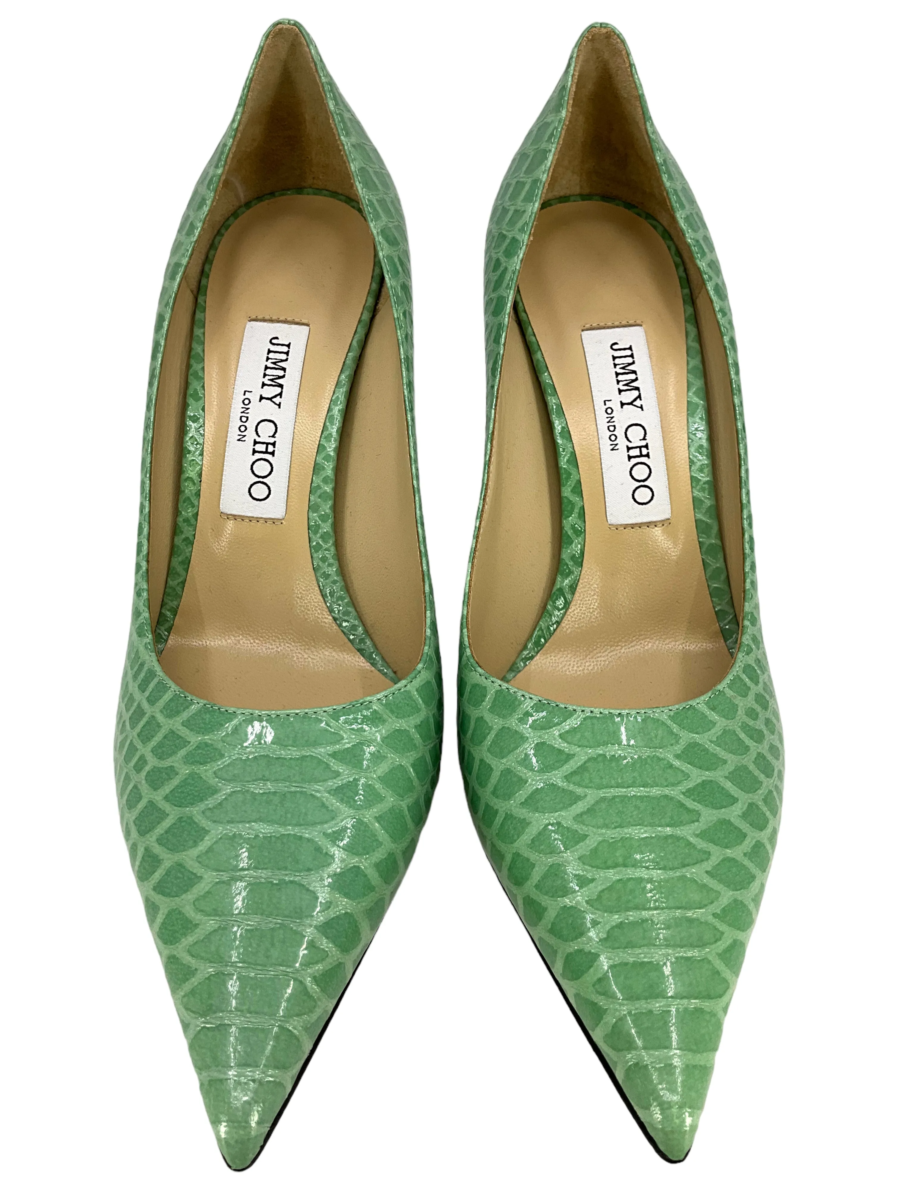 JIMMY CHOO Love 85 Snake-Effect Leather Pumps Size 7.5
