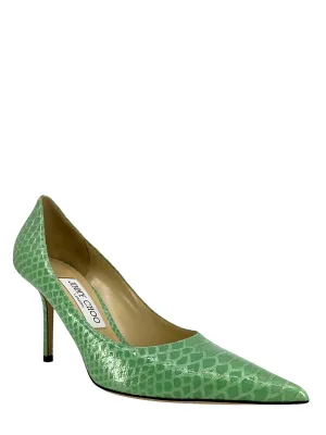 JIMMY CHOO Love 85 Snake-Effect Leather Pumps Size 7.5