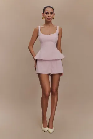 Korrie Suiting Peplum Top - Powder Pink