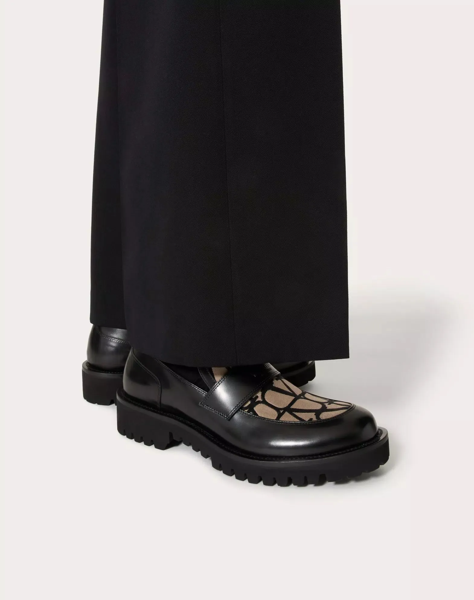 Loafer In Toile Iconographe Technical Fabric And Calfskin