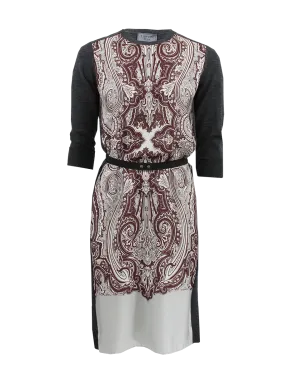 Long Sleeve Silk Front T-Shirt Dress