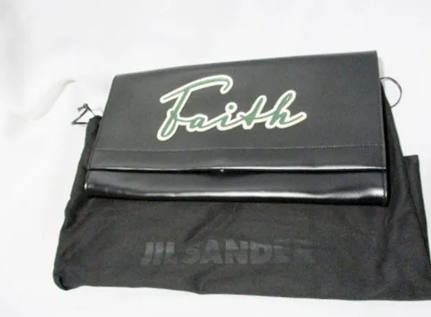 NWT NEW GOTTA HAVE FAITH Jil Sander Maia Leather Clutch Purse Bag Appliquéd