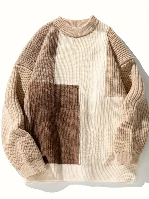 PIETROS | Casual Knitted Checked Sweater in Soft Fabric